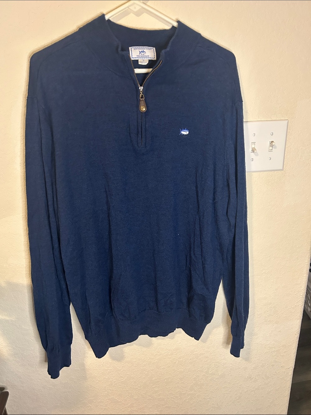 Southern Tide Navy Half-Zip Sweater with skipjack Merino Wool